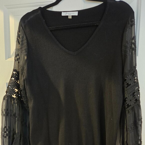 Tops - Large Black Blouse - Open/Lace work sleeves - New